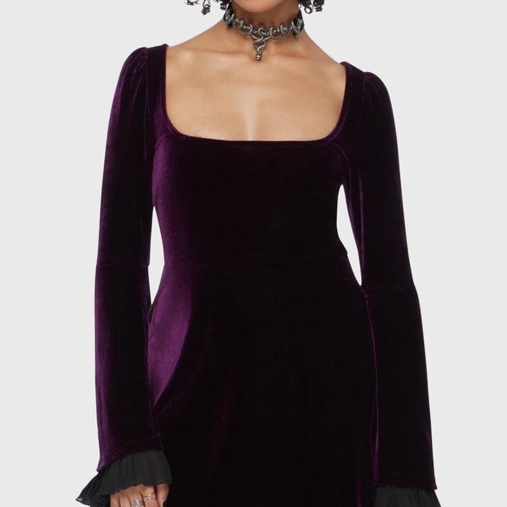 Killstar Beatrix Mini dress purple size‎ small NWT flared sleeve